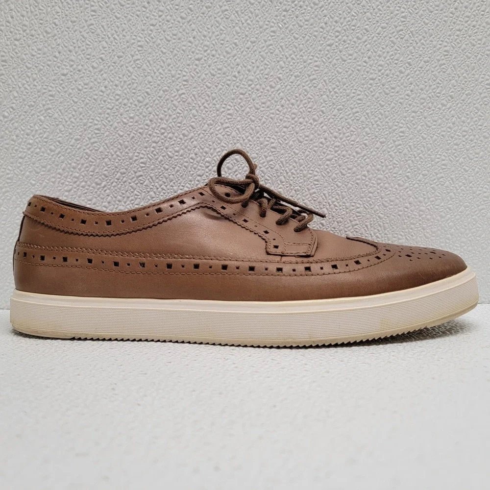 Clarks Mens Calderon Limit Sneaker Oxford Size 8.5 M Tan Leather Wingtip Shoe